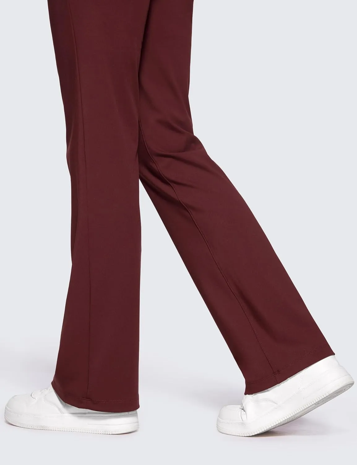 CRZ YOGA 4-Way Stretch Flare Womens Pants Tall 31" Dress Work Casual High Waisted Lounge Sweatpants with Zip Pockets