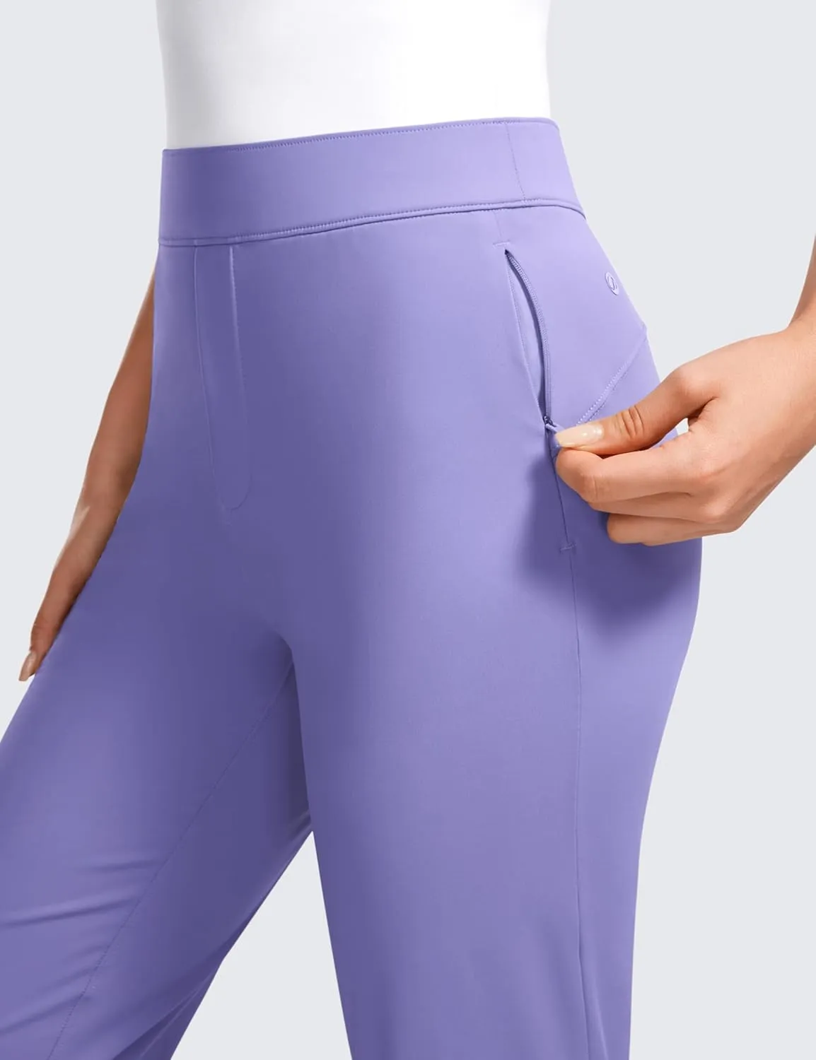 CRZ YOGA 4-Way Stretch Flare Womens Pants Tall 31" Dress Work Casual High Waisted Lounge Sweatpants with Zip Pockets