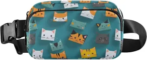 Cube Cats Fanny Pack Water Resistant, Women Men Waist Pack Sling Bag Purse for Travel Hiking