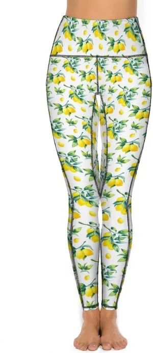 Cute Birds Floral Yoga Pants Women Tummy Control Workout Leggings with Pockets Stretchy High Waist Work Casual Pants