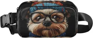 Cute Dog Fanny Pack Water Resistant Waist Pack Sling Bag Purse for Women Men Travel Hiking