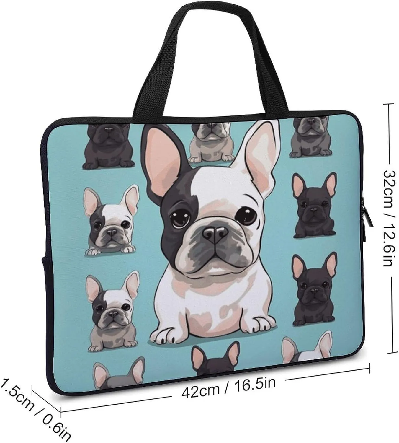 Cute French Bulldog Laptop Bag Durable Laptop Sleeve Water-Resistant Notebook Bag for Computer Or Tablet