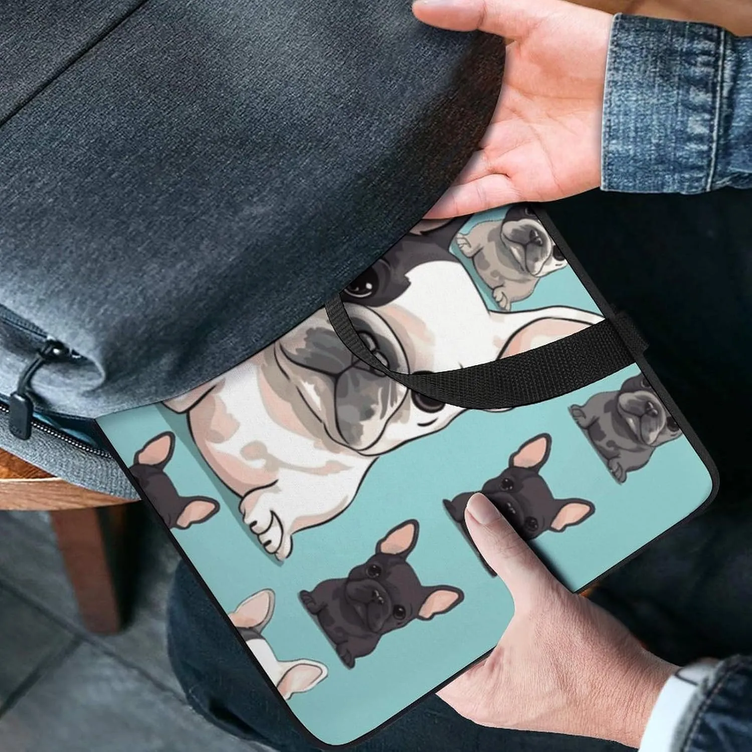 Cute French Bulldog Laptop Bag Durable Laptop Sleeve Water-Resistant Notebook Bag for Computer Or Tablet