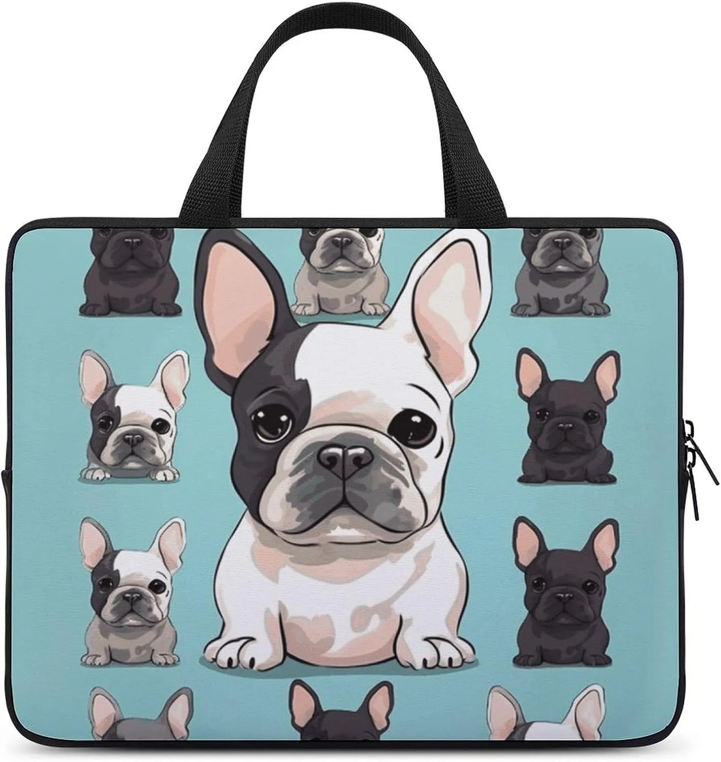 Cute French Bulldog Laptop Bag Durable Laptop Sleeve Water-Resistant Notebook Bag for Computer Or Tablet