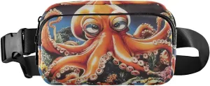 Cute Octopus Fanny Pack Water Resistant, Women Men Waist Pack Sling Bag Purse for Travel Hiking