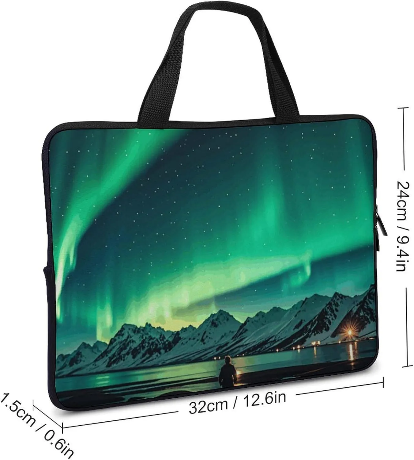 Dark Northern Lights Laptop Bag Durable Laptop Sleeve Water-Resistant Notebook Bag for Computer Or Tablet