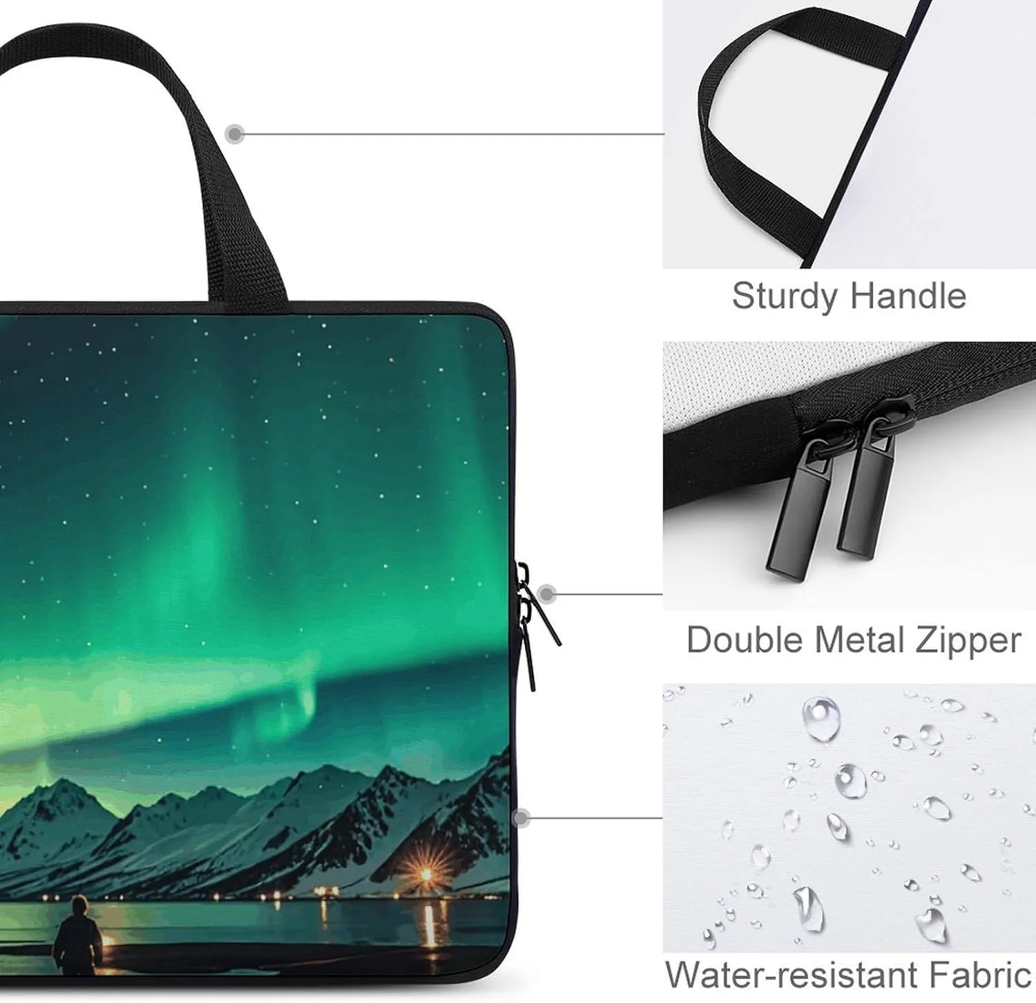 Dark Northern Lights Laptop Bag Durable Laptop Sleeve Water-Resistant Notebook Bag for Computer Or Tablet