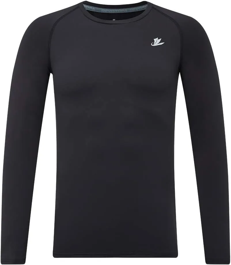 DEVOROPA Youth Boys Compression Shirt Long Sleeve Football Baseball Undershirt Quick Dry Kids Sports Baselayer Crewneck