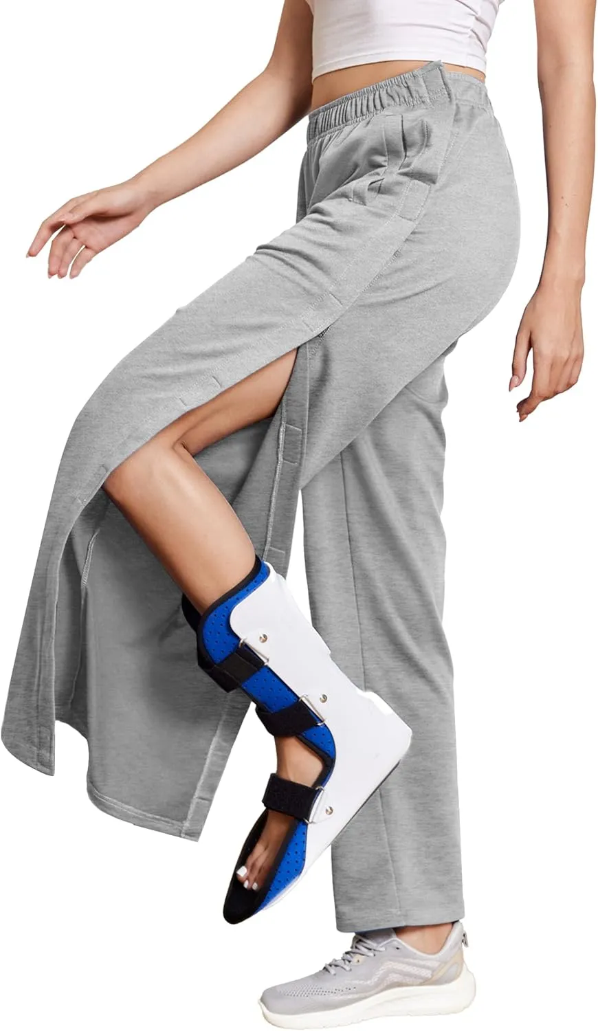 Deyeek Tear Away Pants for Women Side Snap Button Sweatpants Loose Fit Casual Post Surgery Adaptive Clothing with Pockets