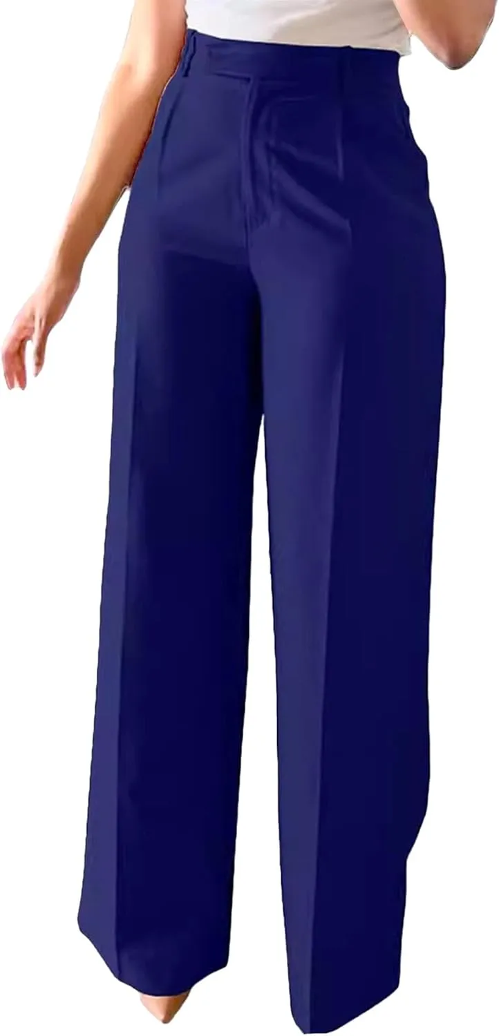 DGHM-JLMY Women's Commuter high Waist Draped Trousers Temperament Straight Leg Wide Leg Pants Business Essentials Suit Pant
