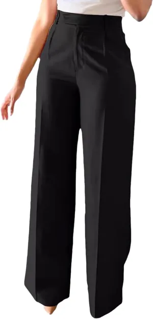DGHM-JLMY Women's Commuter high Waist Draped Trousers Temperament Straight Leg Wide Leg Pants Business Essentials Suit Pant