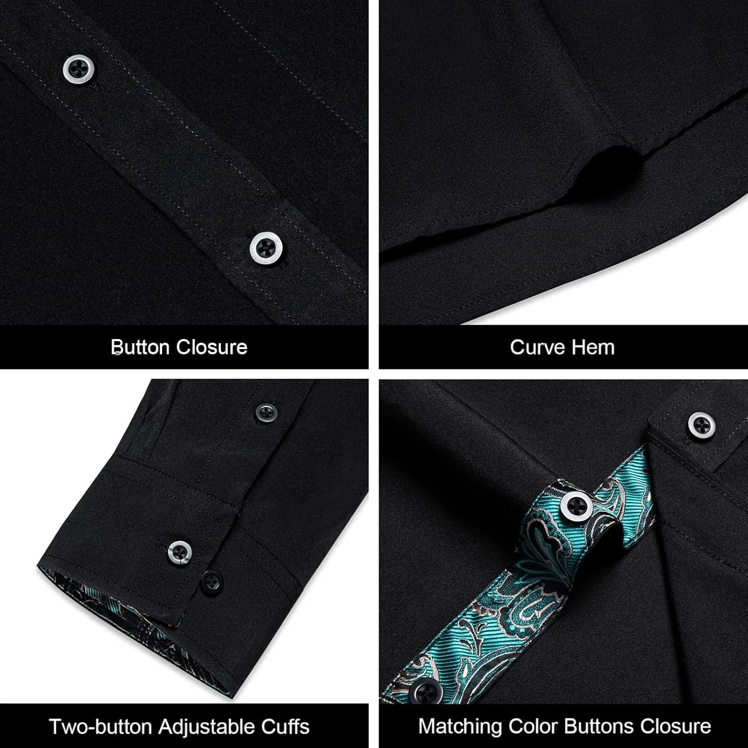 DiBanGu Mens Long Sleeve Dress Shirt Casual Cotton Button Down Shirts with Pocket Business Inner Contrast Shirt