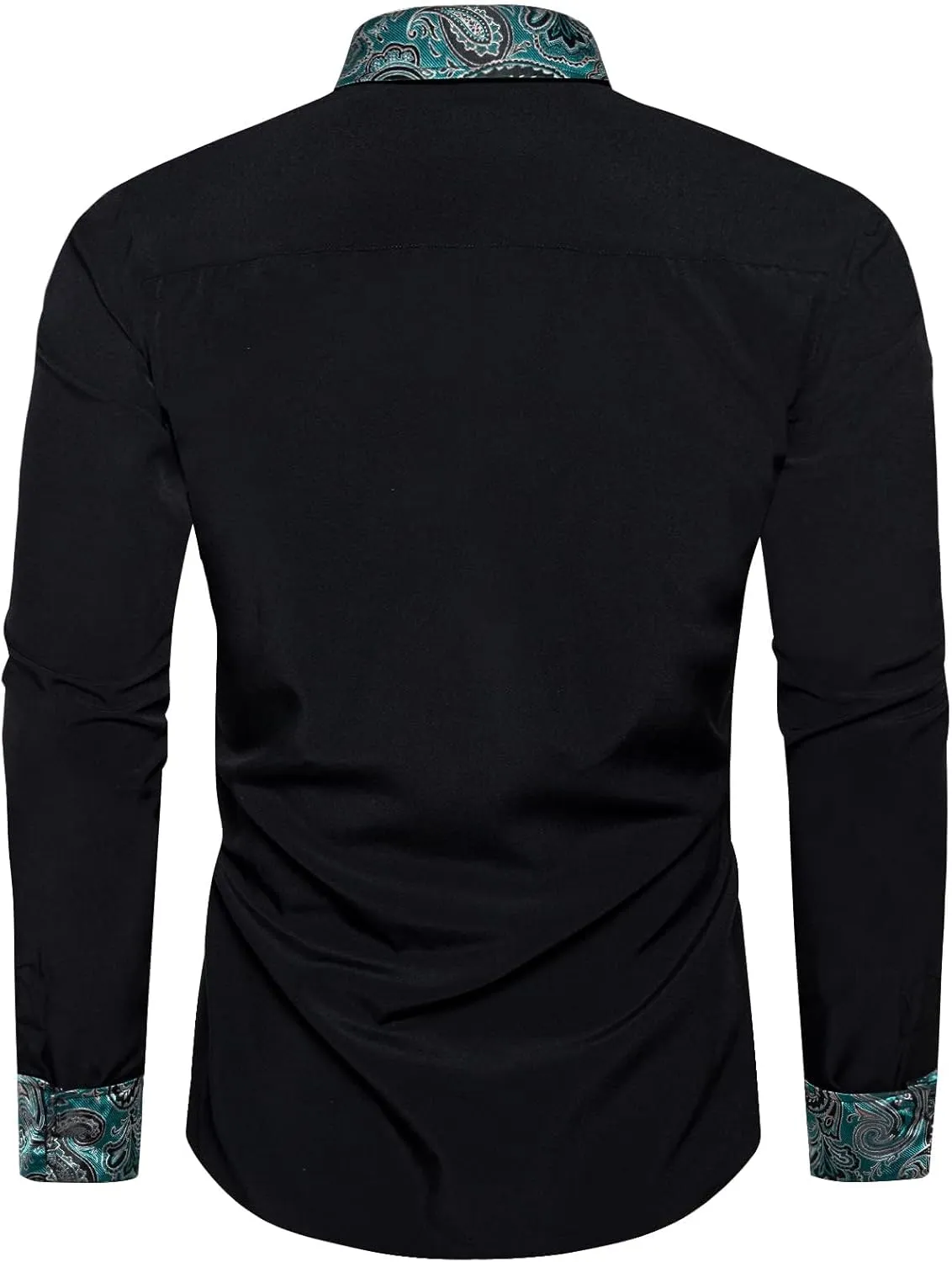 DiBanGu Mens Long Sleeve Dress Shirt Casual Cotton Button Down Shirts with Pocket Business Inner Contrast Shirt