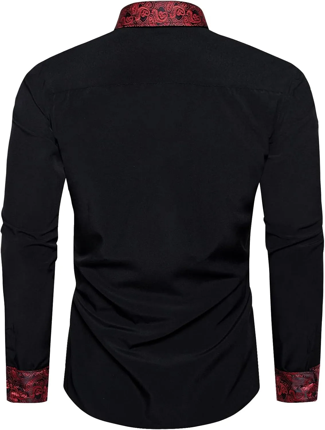 DiBanGu Mens Long Sleeve Dress Shirt Casual Cotton Button Down Shirts with Pocket Business Inner Contrast Shirt