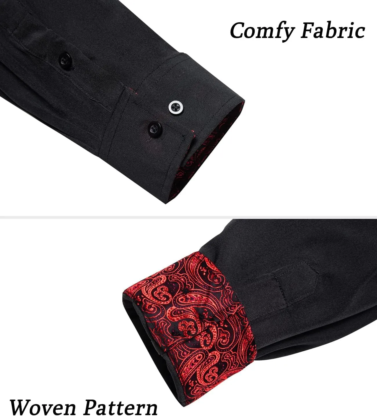 DiBanGu Mens Long Sleeve Dress Shirt Casual Cotton Button Down Shirts with Pocket Business Inner Contrast Shirt