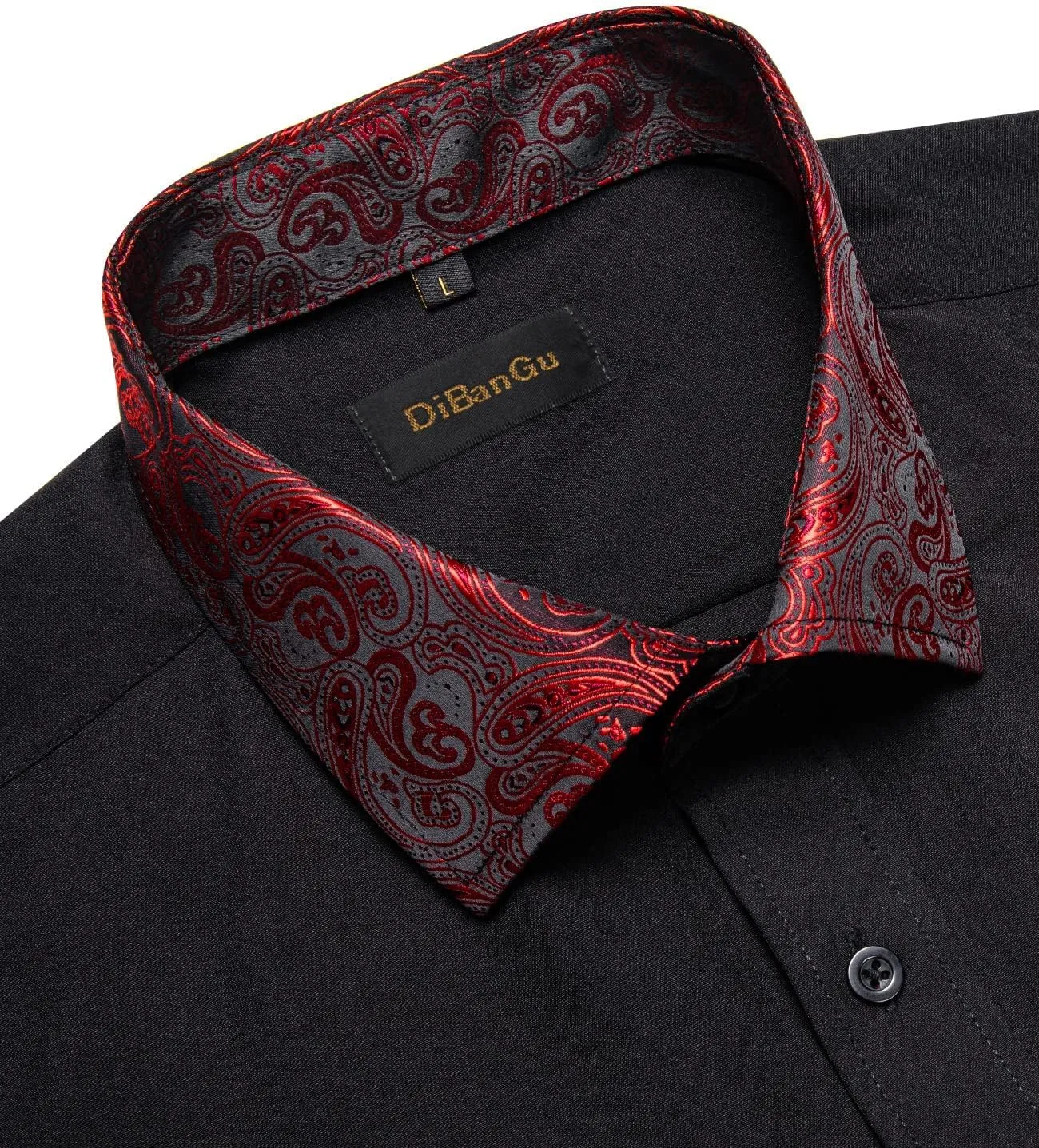 DiBanGu Mens Long Sleeve Dress Shirt Casual Cotton Button Down Shirts with Pocket Business Inner Contrast Shirt