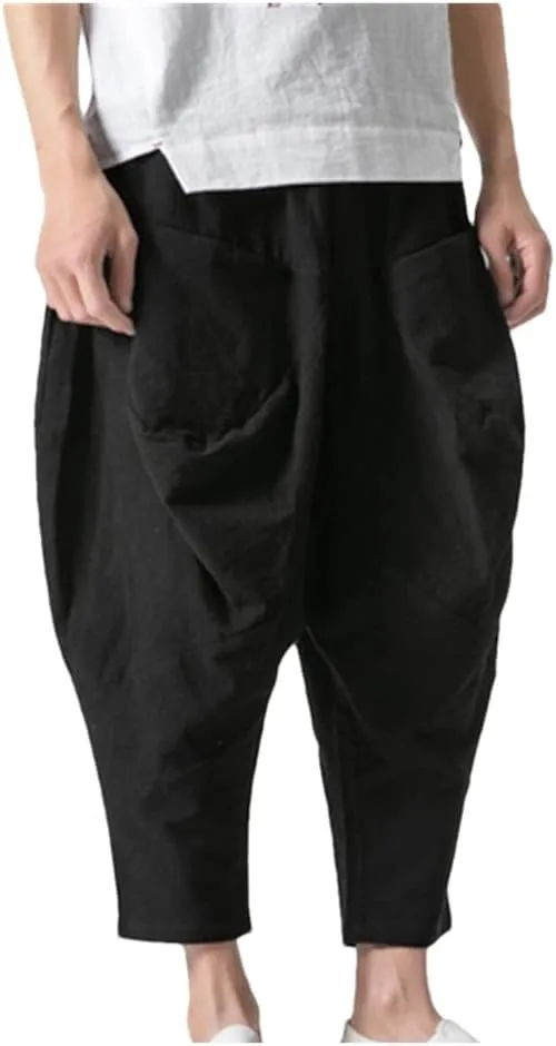 Disimlarl Men Baggy Pants Trousers Elastic Waist Harem Pants Wide Legs Unsiex Hiphop Track Pants