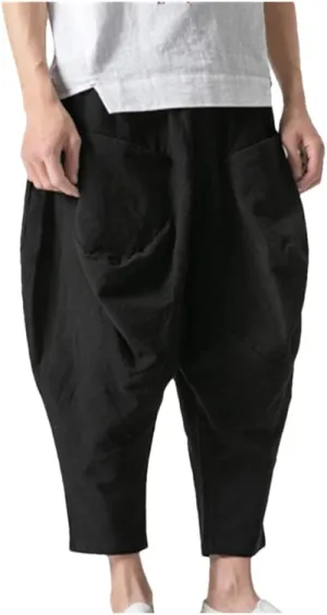 Disimlarl Men Baggy Pants Trousers Elastic Waist Harem Pants Wide Legs Unsiex Hiphop Track Pants