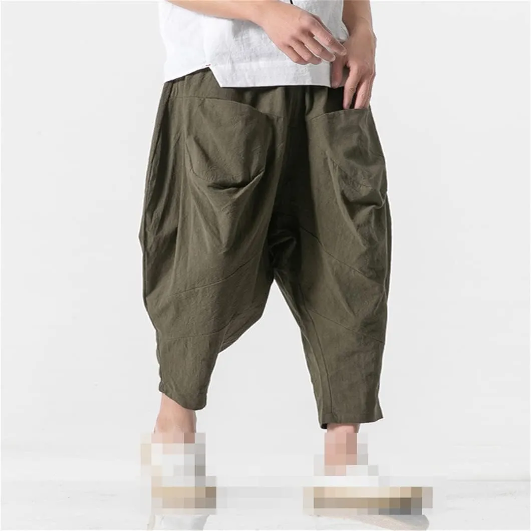 Disimlarl Men Baggy Pants Trousers Elastic Waist Harem Pants Wide Legs Unsiex Hiphop Track Pants