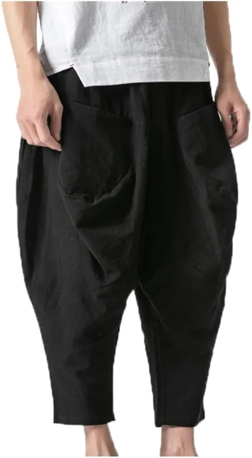 Disimlarl Men Baggy Pants Trousers Elastic Waist Harem Pants Wide Legs Unsiex Hiphop Track Pants