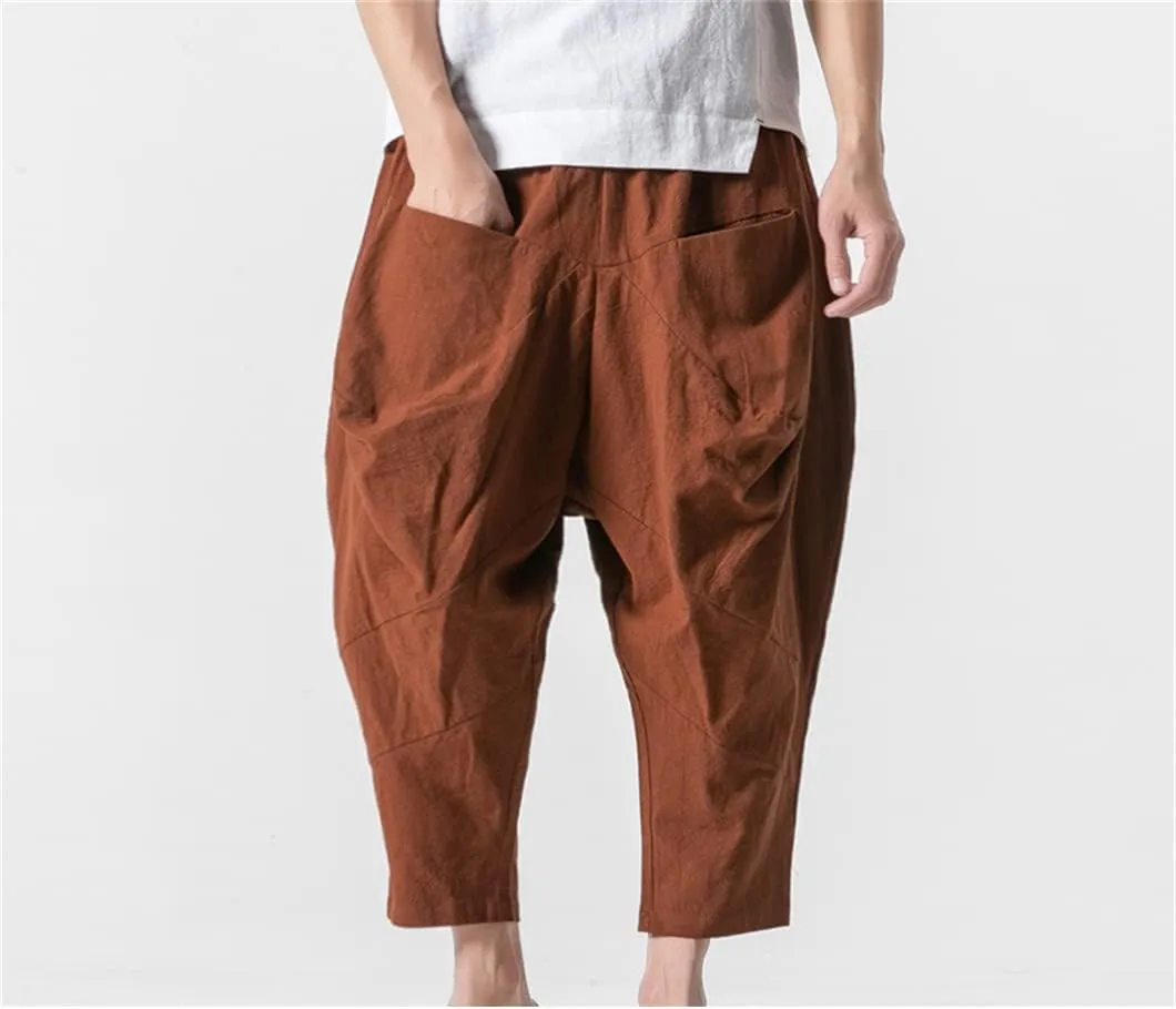 Disimlarl Men Baggy Pants Trousers Elastic Waist Harem Pants Wide Legs Unsiex Hiphop Track Pants