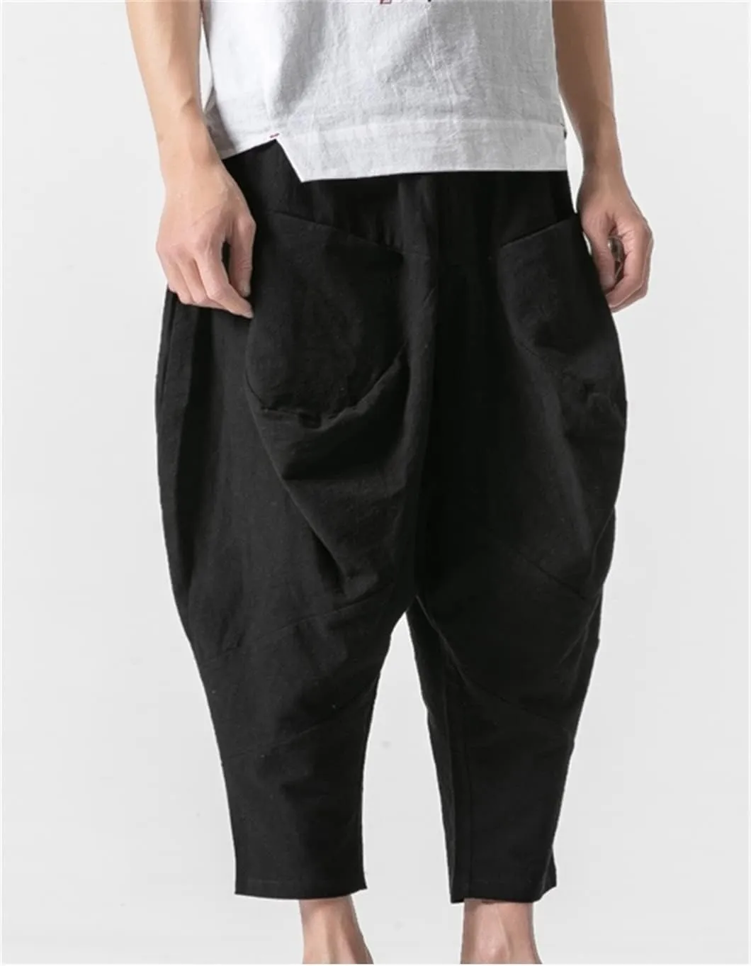 Disimlarl Men Baggy Pants Trousers Elastic Waist Harem Pants Wide Legs Unsiex Hiphop Track Pants