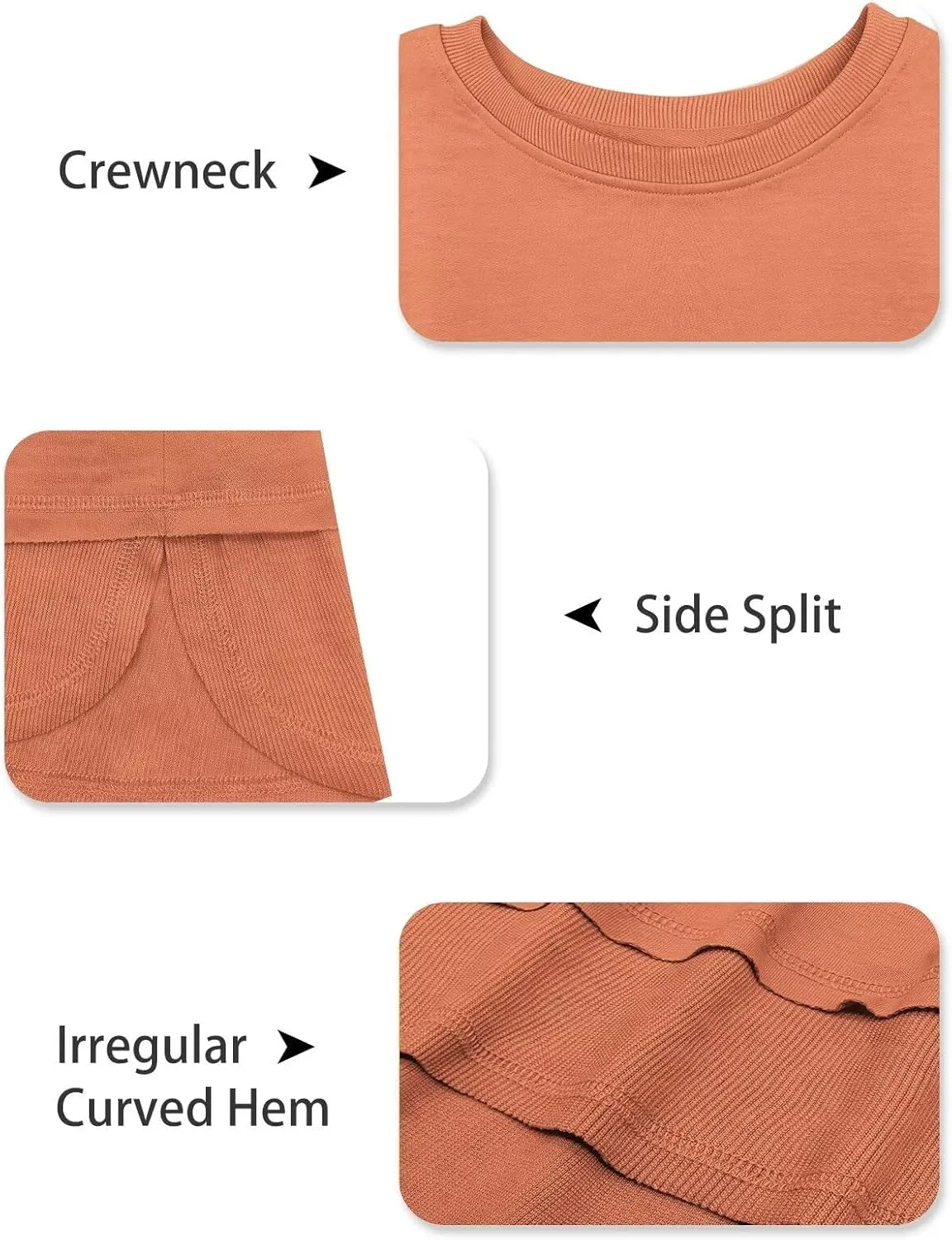 DOLNINE Plus-Size-Sweatshirts for Women Casual Crewneck Shirts Long Sleeve Side Split Tunic Tops Loose Fit Pullover
