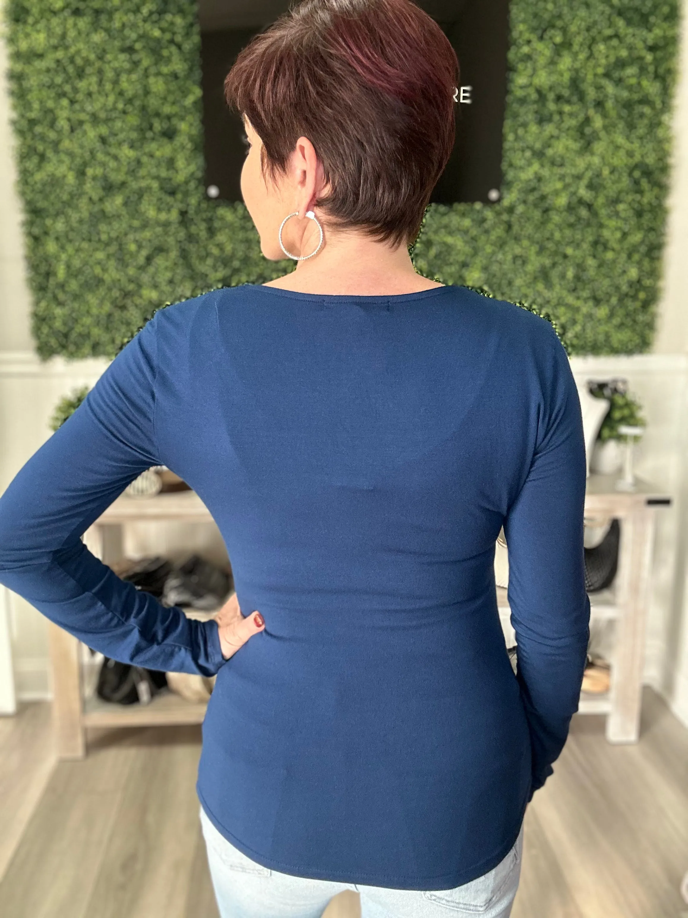 Double Keyhole Navy Top