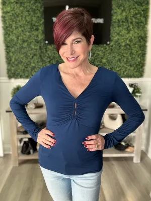 Double Keyhole Navy Top
