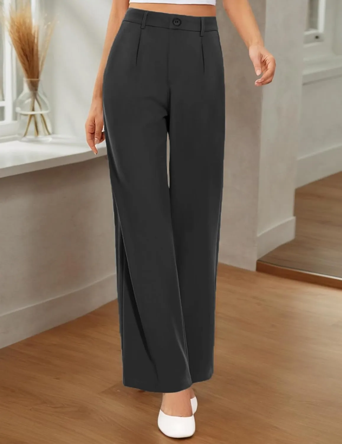 Dress Pants Women High Waisted Business Casual Pants Trendy Flowy Straight Leg Trouser Pants Office Outfits