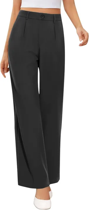 Dress Pants Women High Waisted Business Casual Pants Trendy Flowy Straight Leg Trouser Pants Office Outfits