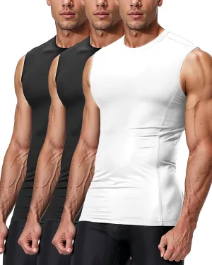 DRSKIN 4, 3, 2 Pack Men's Compression Shirts Sleeveless Tank Top Athletic Sports Workout Running Base Layer Active