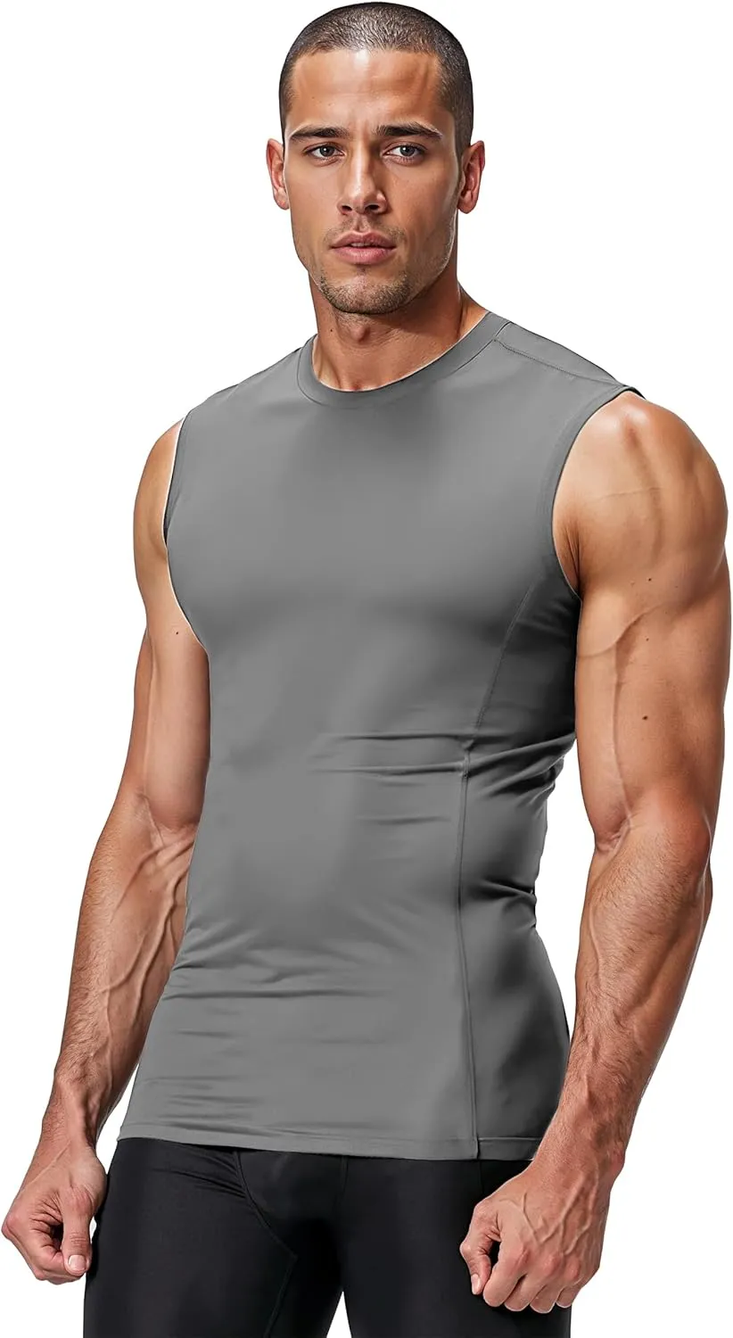 DRSKIN 4, 3, 2 Pack Men's Compression Shirts Sleeveless Tank Top Athletic Sports Workout Running Base Layer Active