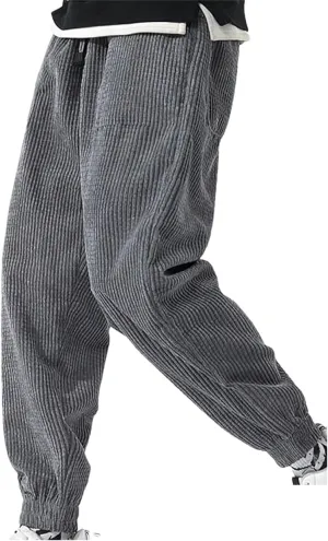 Dvbfufv Men Baggy Corduroy Sweatpants Spring Solid Color Casual Sport Loose Joggers Harem Pants Male Long Trousers