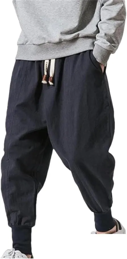 Dvbfufv Men Spring Loose Harem Pants Male Chinese Linen Sweatpants Casual Trousers