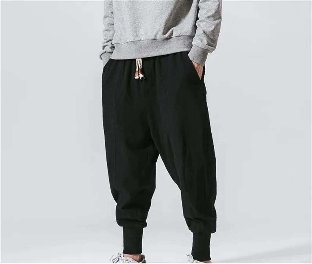 Dvbfufv Men Spring Loose Harem Pants Male Chinese Linen Sweatpants Casual Trousers