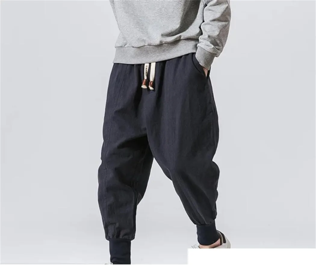 Dvbfufv Men Spring Loose Harem Pants Male Chinese Linen Sweatpants Casual Trousers