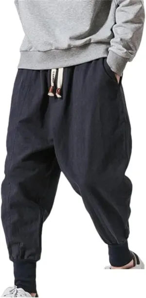Dvbfufv Men Spring Loose Harem Pants Male Chinese Linen Sweatpants Casual Trousers