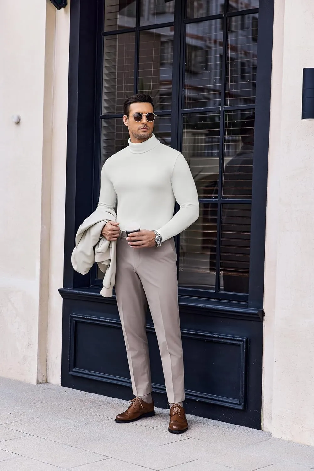 Ekouaer Men's Turtleneck Long Sleeve Turtle Neck Shirts Basic Lightweight Undershirt Thermal Pullover Sweater S-XXL