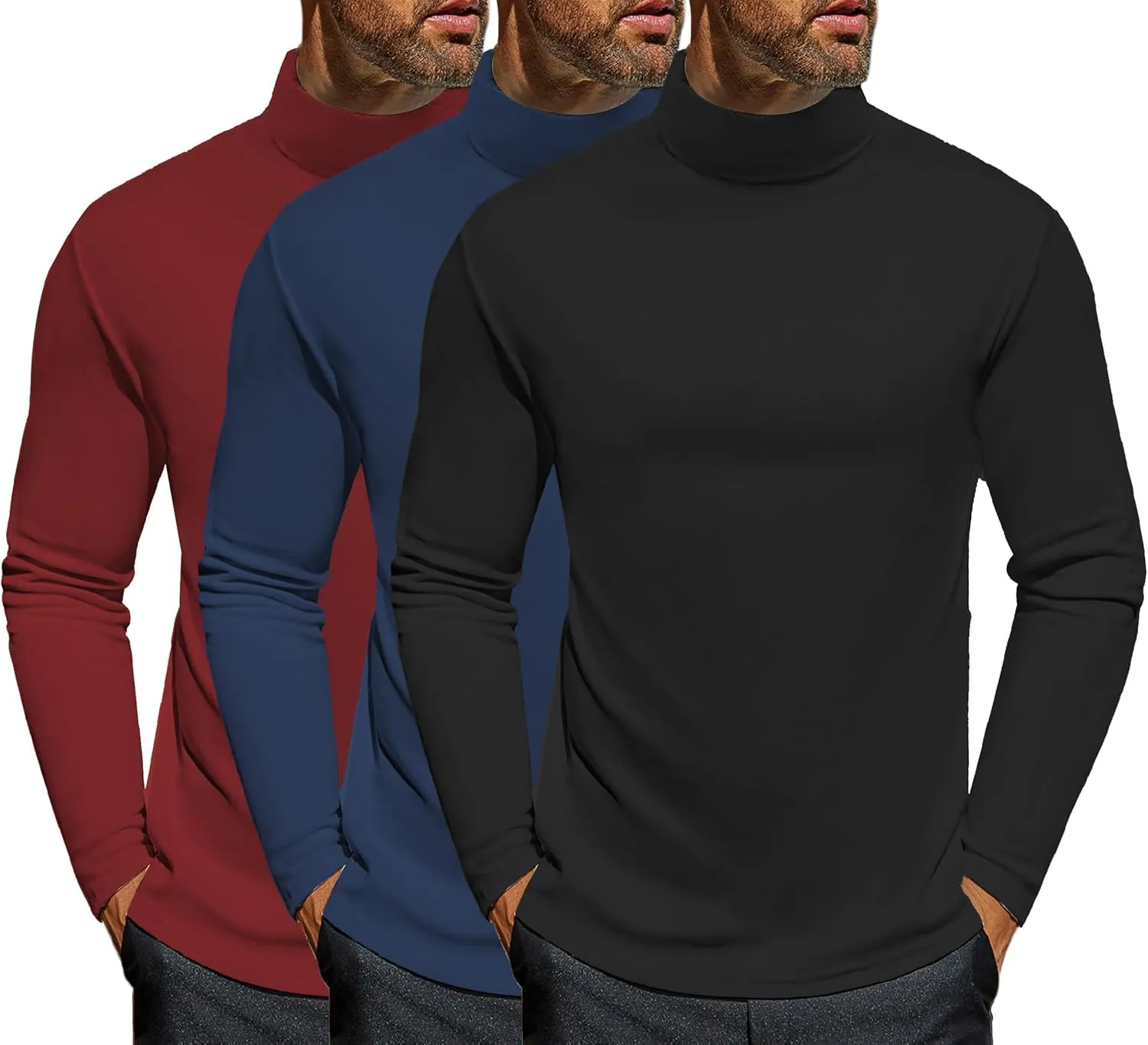 Ekouaer Men's Turtleneck Long Sleeve Turtle Neck Shirts Basic Lightweight Undershirt Thermal Pullover Sweater S-XXL