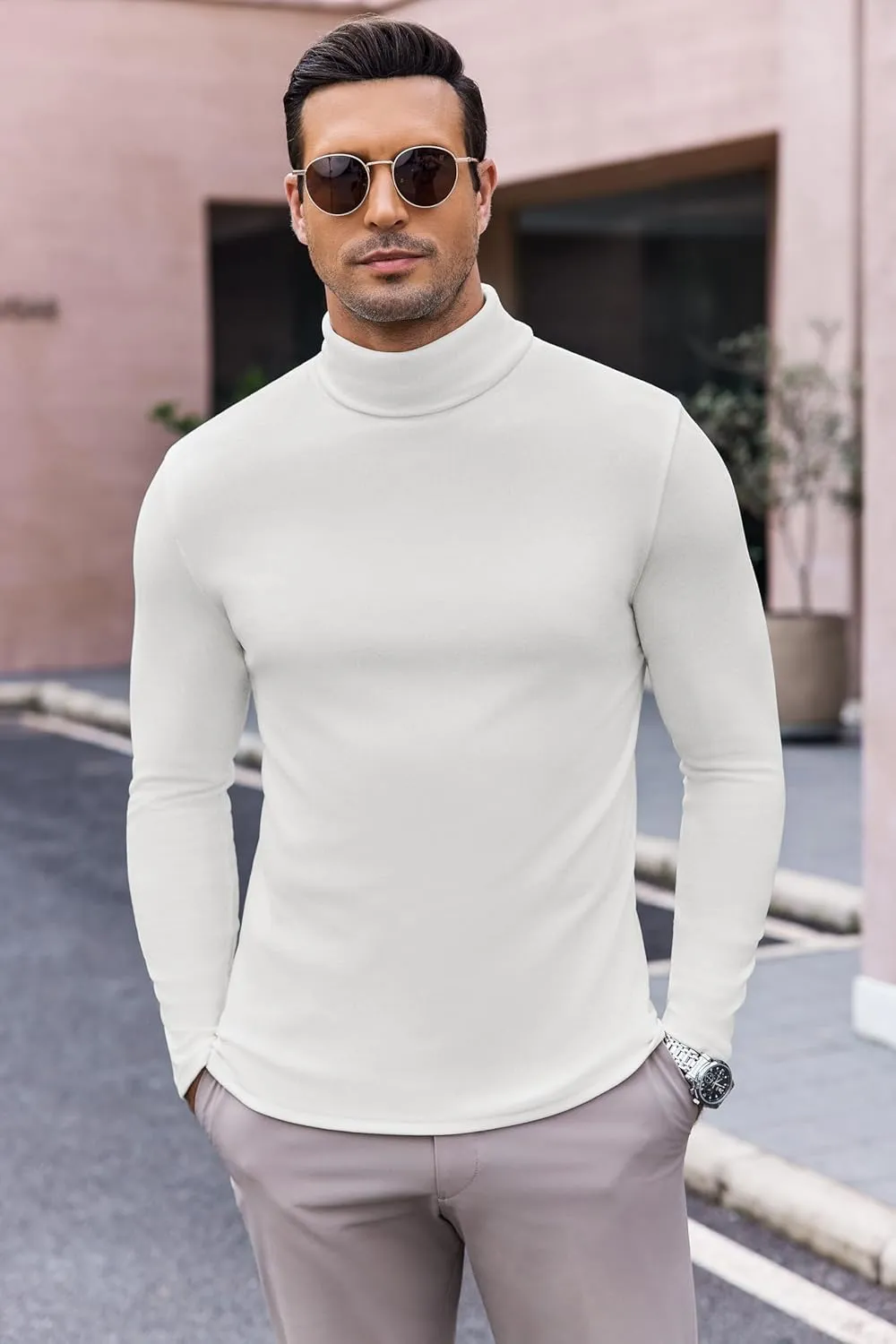 Ekouaer Men's Turtleneck Long Sleeve Turtle Neck Shirts Basic Lightweight Undershirt Thermal Pullover Sweater S-XXL
