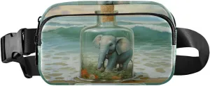 Elephant Bottle Fanny Pack for Travel Hiking Water Resistant Waist Pack Sling Bag Purse for Women Men