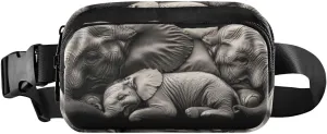 Elephant Family Fanny Packs for Women Men, Water Resistant Waist Pack Sling Bag Purse for Travel Hiking