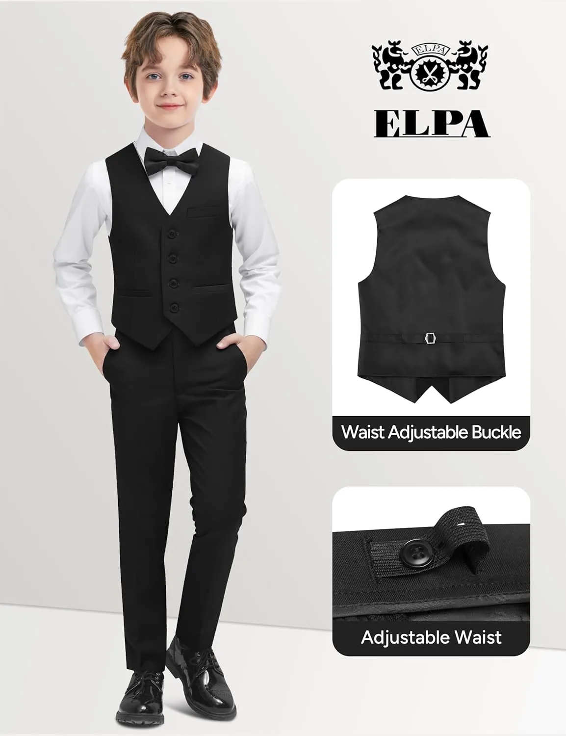 ELPA ELPA Boys' Formal Suit Set, with Suspenders, Adjustable Waist, from Toddlers to Teen