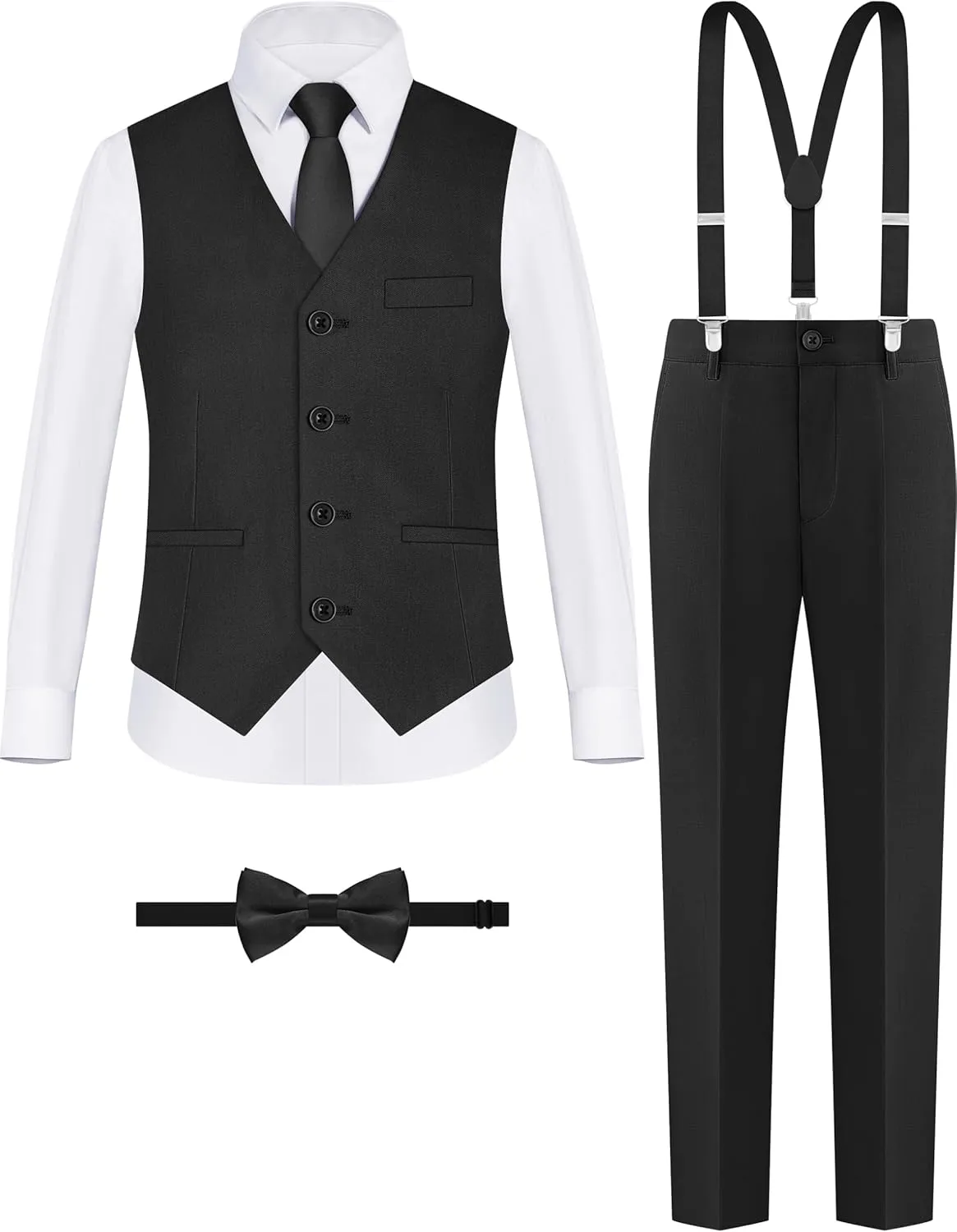 ELPA ELPA Boys' Formal Suit Set, with Suspenders, Adjustable Waist, from Toddlers to Teen