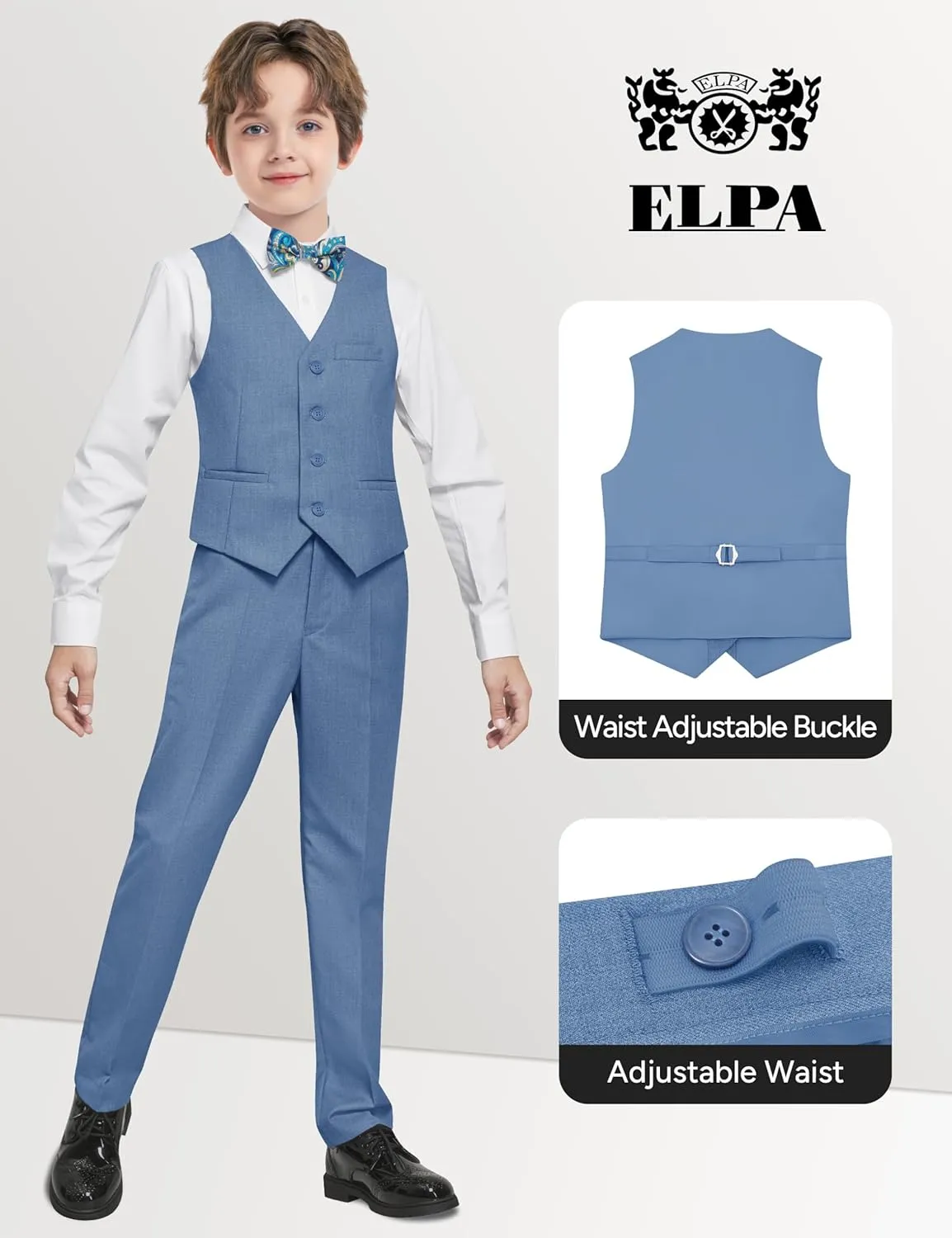 ELPA ELPA Boys' Formal Suit Set, with Suspenders, Adjustable Waist, from Toddlers to Teen
