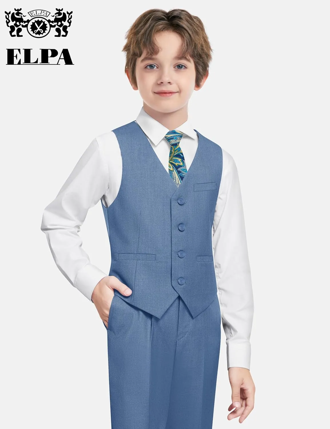 ELPA ELPA Boys' Formal Suit Set, with Suspenders, Adjustable Waist, from Toddlers to Teen