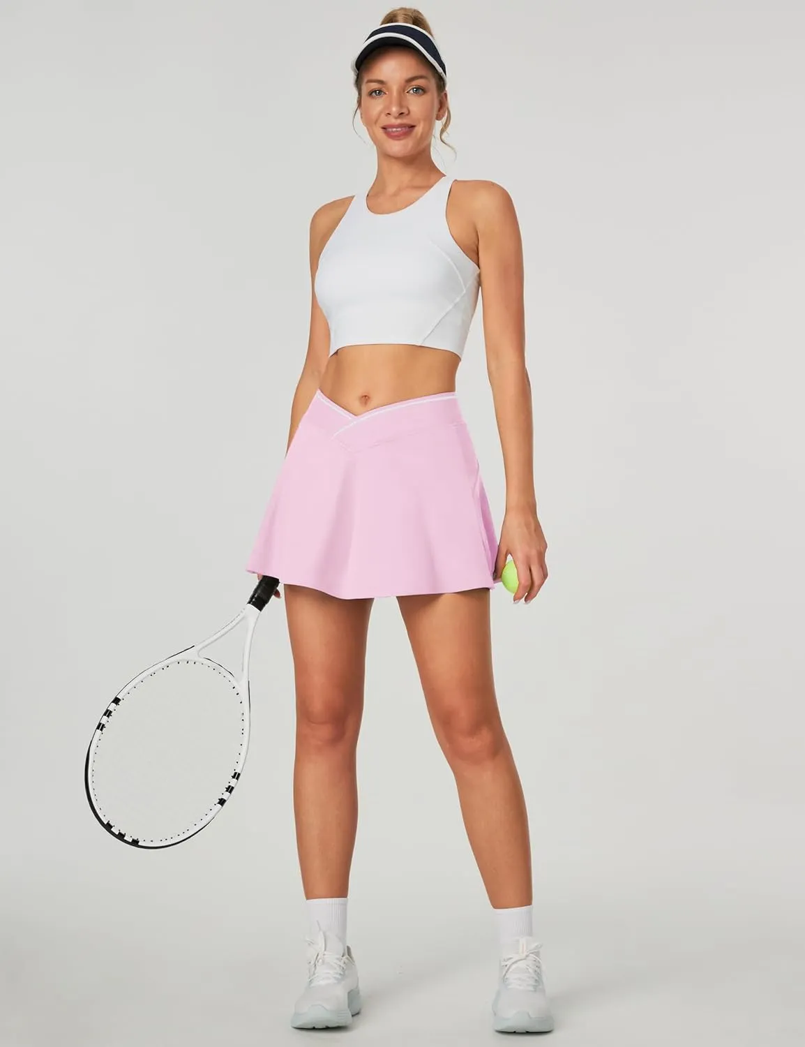 Ewedoos Women's Athletic Skirt Cross Waist Tennis Skirt with Pockets Linner Skorts Tennis Skirts Golf Pickleball Casual