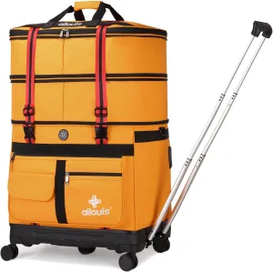 Expandable Foldable Luggage Bag with Telescoping Handle Collapsible Suitcase with Removable Wheels Rolling Travel Bag Duffel Bag for Men Women