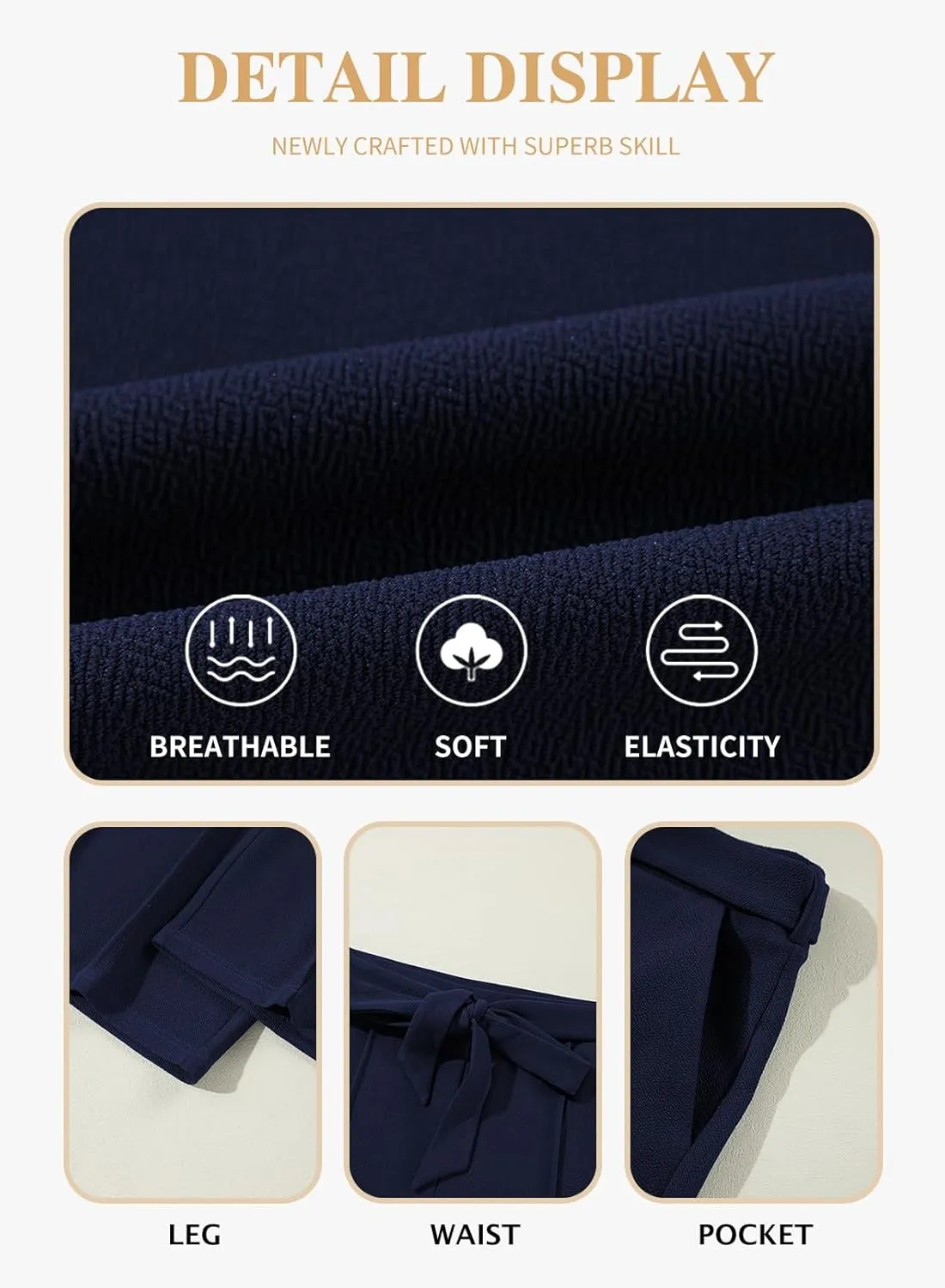 Eytino Plus Size Pants for Women Casual High Waisted Tie Knot Loose Work Pant Lounge Trousers with Pockets(1X-5X)